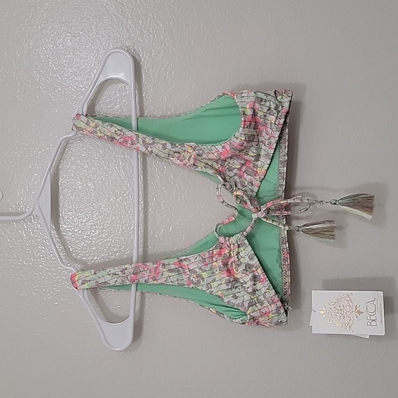 NWT Becca Swim Suit Top Neon Animal Print Size Large - Picture 5 of 8